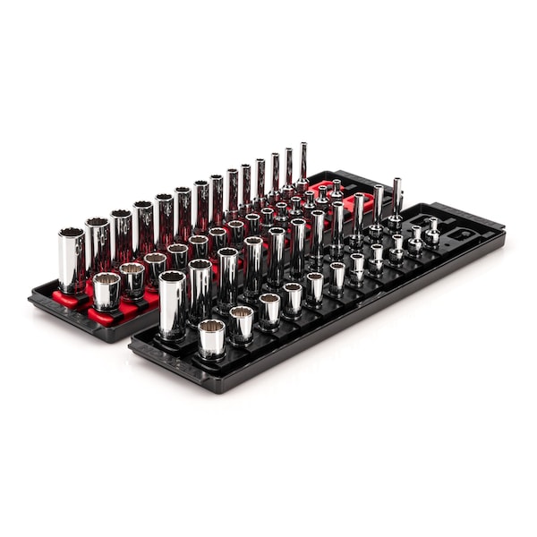 1/4 Inch Drive 12-Point Socket Set with Rails, 50-Piece (5/32-9/16 in., 4-15 mm)